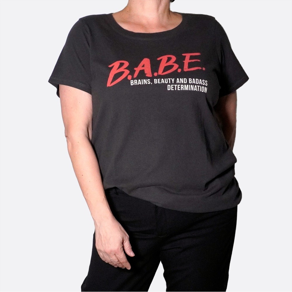 Torrid B.A.B.E. Graphic‎ Tee Gray Brains Beauty Badass Cotton Jersey Top Plus 1X